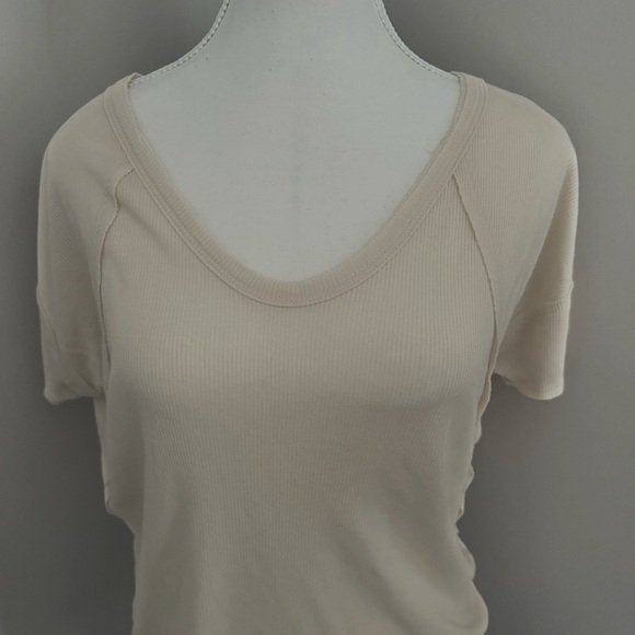 Lulus Daily Outing Cream Ribbed Short Sleeve Tee - Picture 5 of 7
